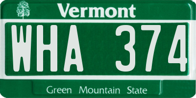 VT license plate WHA374