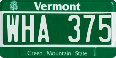 VT license plate WHA375