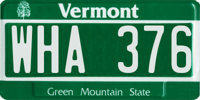VT license plate WHA376