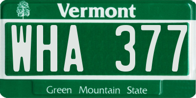 VT license plate WHA377