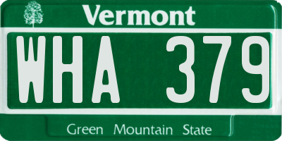 VT license plate WHA379