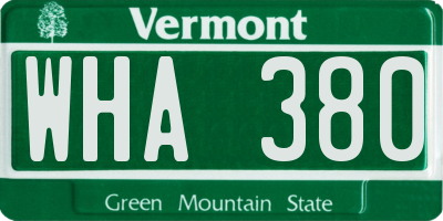 VT license plate WHA380