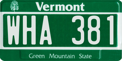 VT license plate WHA381