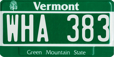 VT license plate WHA383