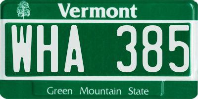 VT license plate WHA385
