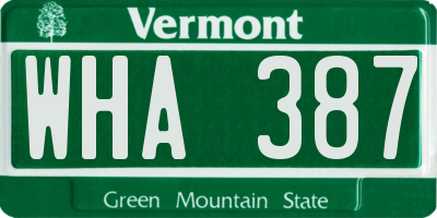VT license plate WHA387