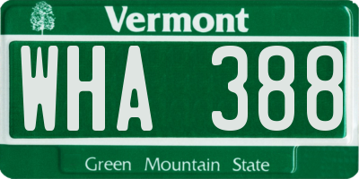 VT license plate WHA388
