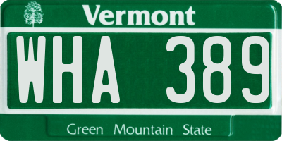 VT license plate WHA389
