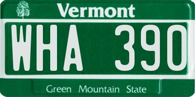 VT license plate WHA390