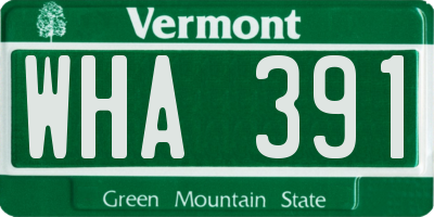 VT license plate WHA391