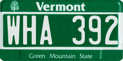 VT license plate WHA392