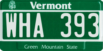 VT license plate WHA393