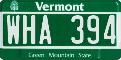 VT license plate WHA394