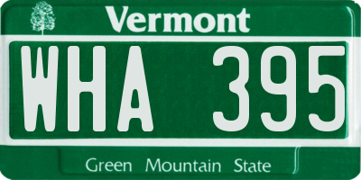 VT license plate WHA395