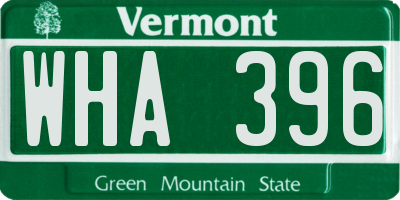 VT license plate WHA396