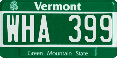 VT license plate WHA399