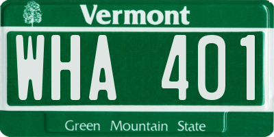 VT license plate WHA401