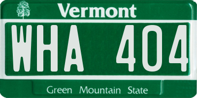 VT license plate WHA404