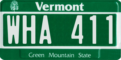 VT license plate WHA411
