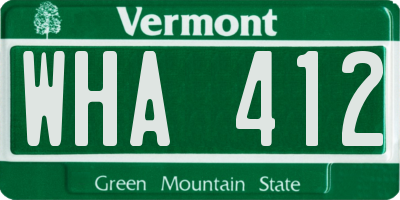 VT license plate WHA412