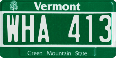 VT license plate WHA413