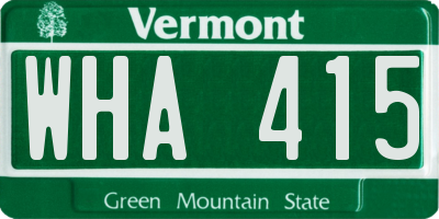VT license plate WHA415