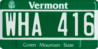 VT license plate WHA416