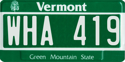 VT license plate WHA419