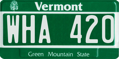VT license plate WHA420