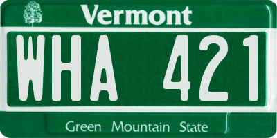 VT license plate WHA421
