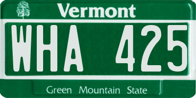 VT license plate WHA425