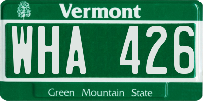 VT license plate WHA426