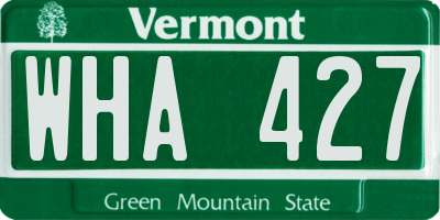 VT license plate WHA427