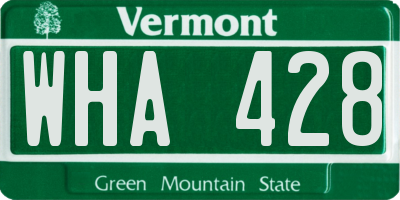 VT license plate WHA428
