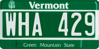 VT license plate WHA429