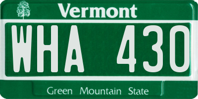 VT license plate WHA430