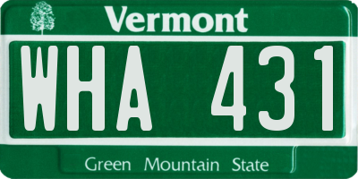 VT license plate WHA431