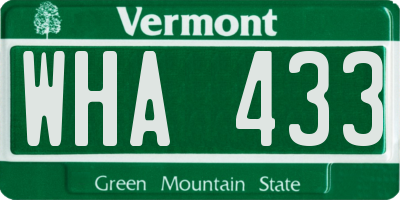 VT license plate WHA433