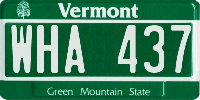 VT license plate WHA437