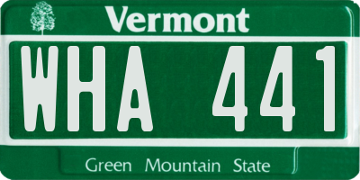 VT license plate WHA441
