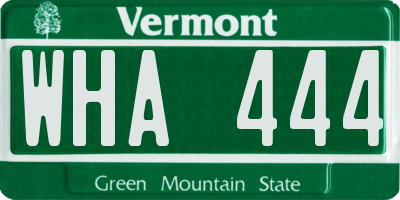 VT license plate WHA444