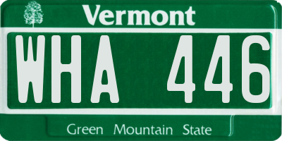 VT license plate WHA446