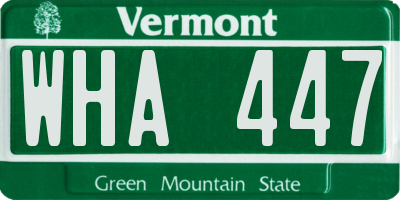 VT license plate WHA447