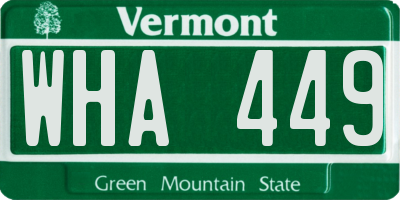 VT license plate WHA449