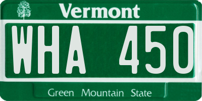VT license plate WHA450