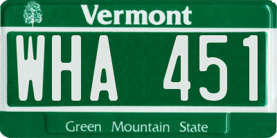 VT license plate WHA451
