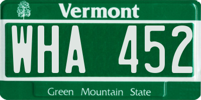VT license plate WHA452