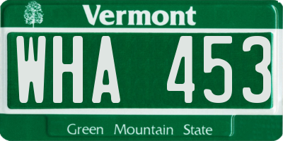 VT license plate WHA453