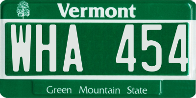 VT license plate WHA454