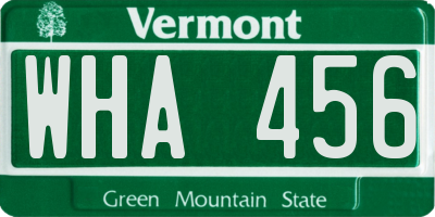 VT license plate WHA456